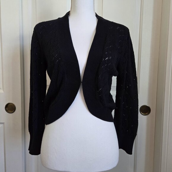 DAISY FUENTES WOMEN'S BLACK BOLERO SWEATER SZ MEDIUM - Picture 4 of 6